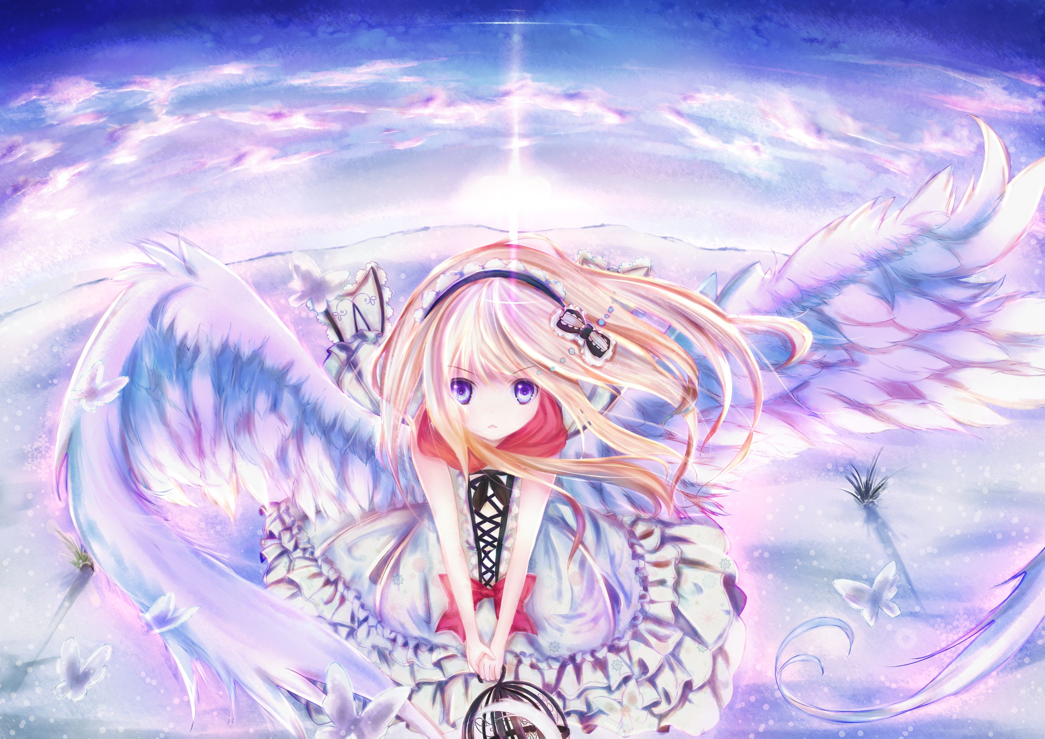 Ragazza angelo anime ali bianche, 3507x2480 2K+, PC