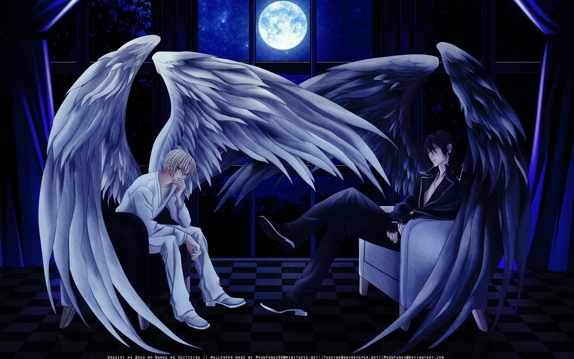 Angeli anime bianco e nero, 1920x1200 WUXGA, PC Desktop