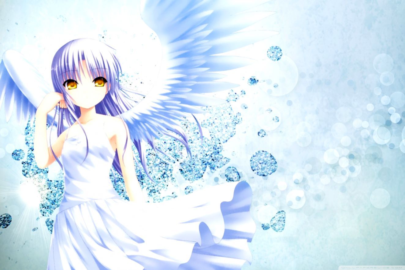 Angelo anime capelli bianchi ali, 1324x883 720p, PC