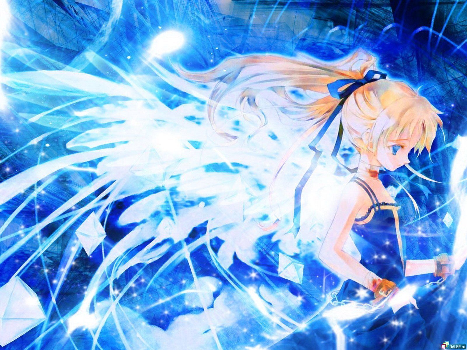 Angelo anime biondo ali blu, 1600x1200 900p, PC