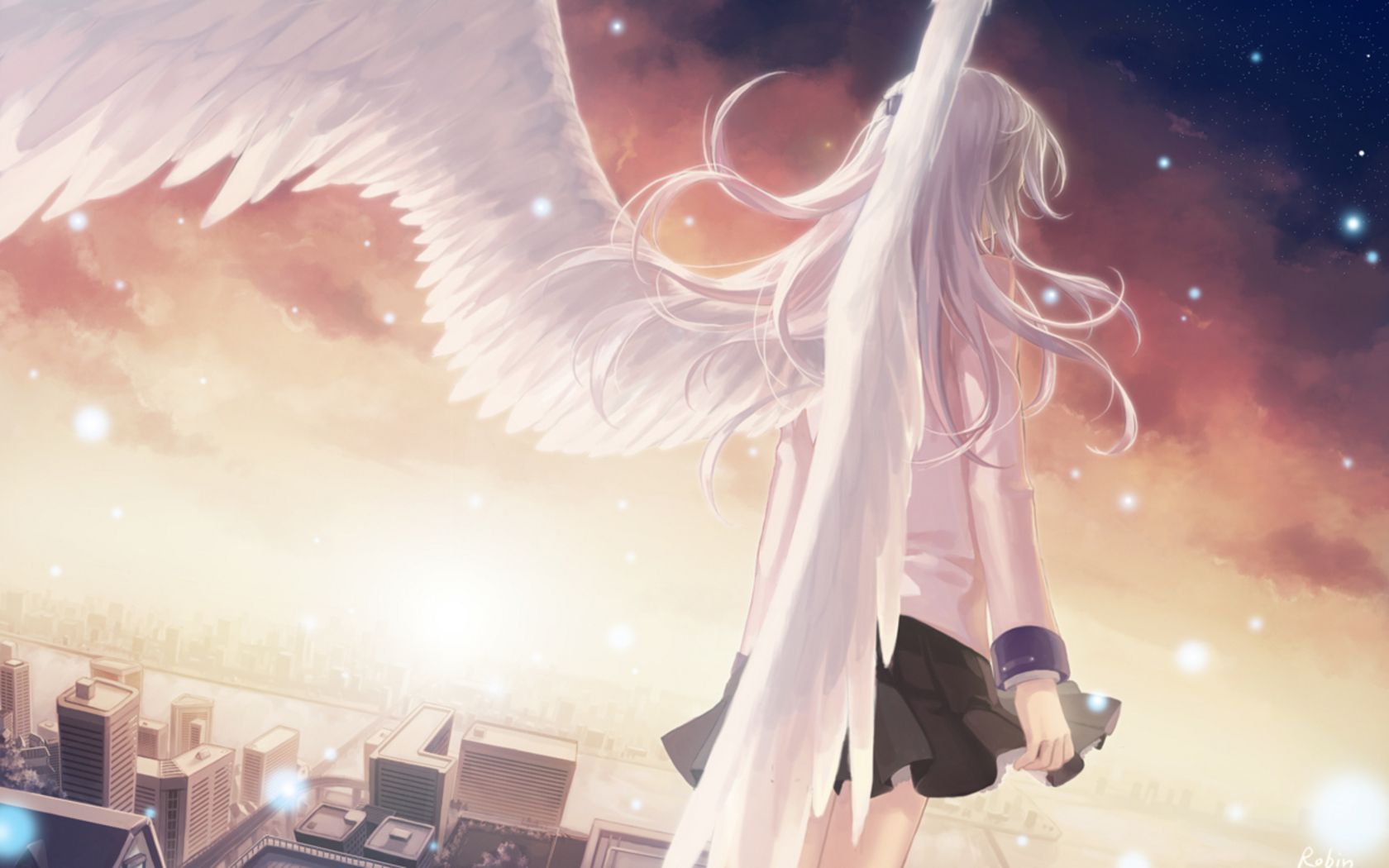 Angelo anime ali bianche città, 1680x1050 HD, Desktop