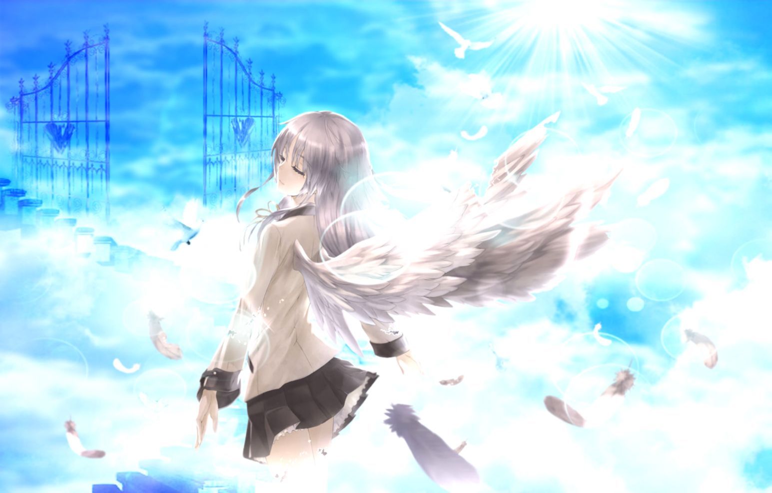 Ragazza anime con ali angelo, 1545x987 HD, Desktop