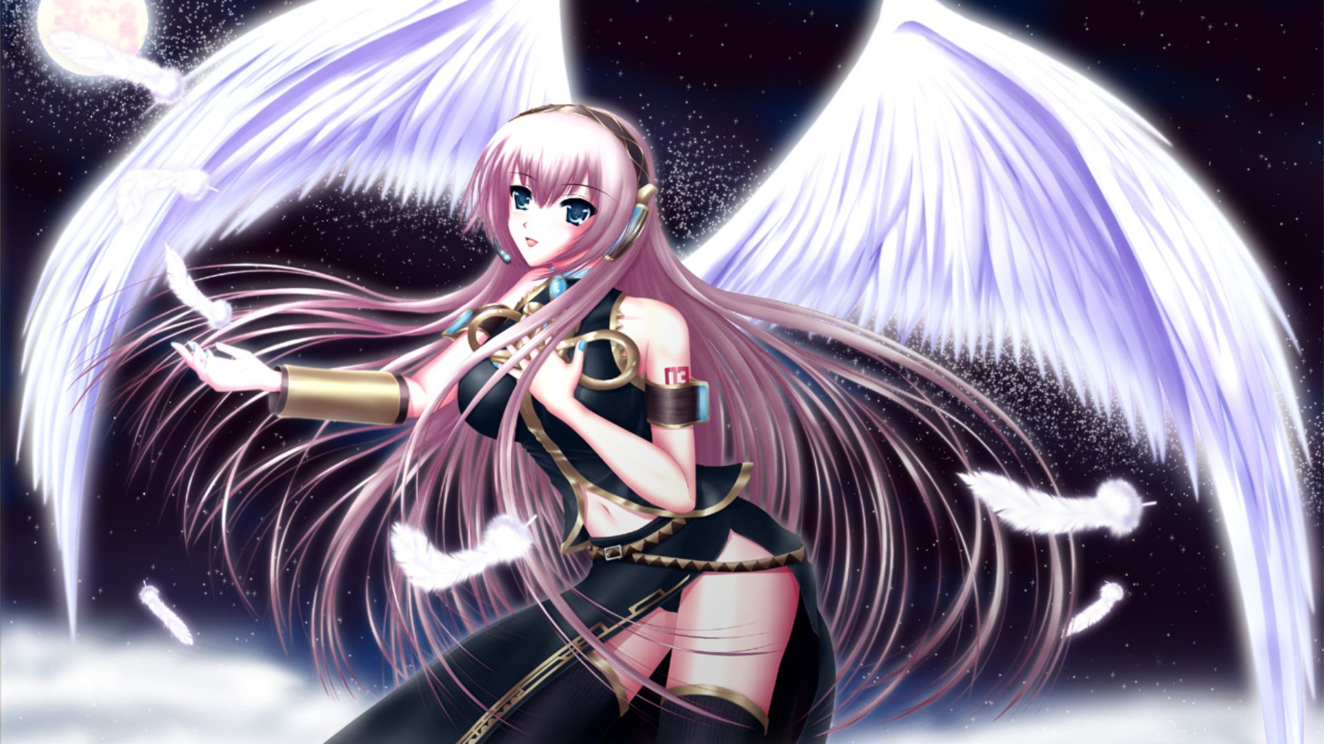 Angelo anime capelli rosa ali, 1920x1080 Full HD, PC
