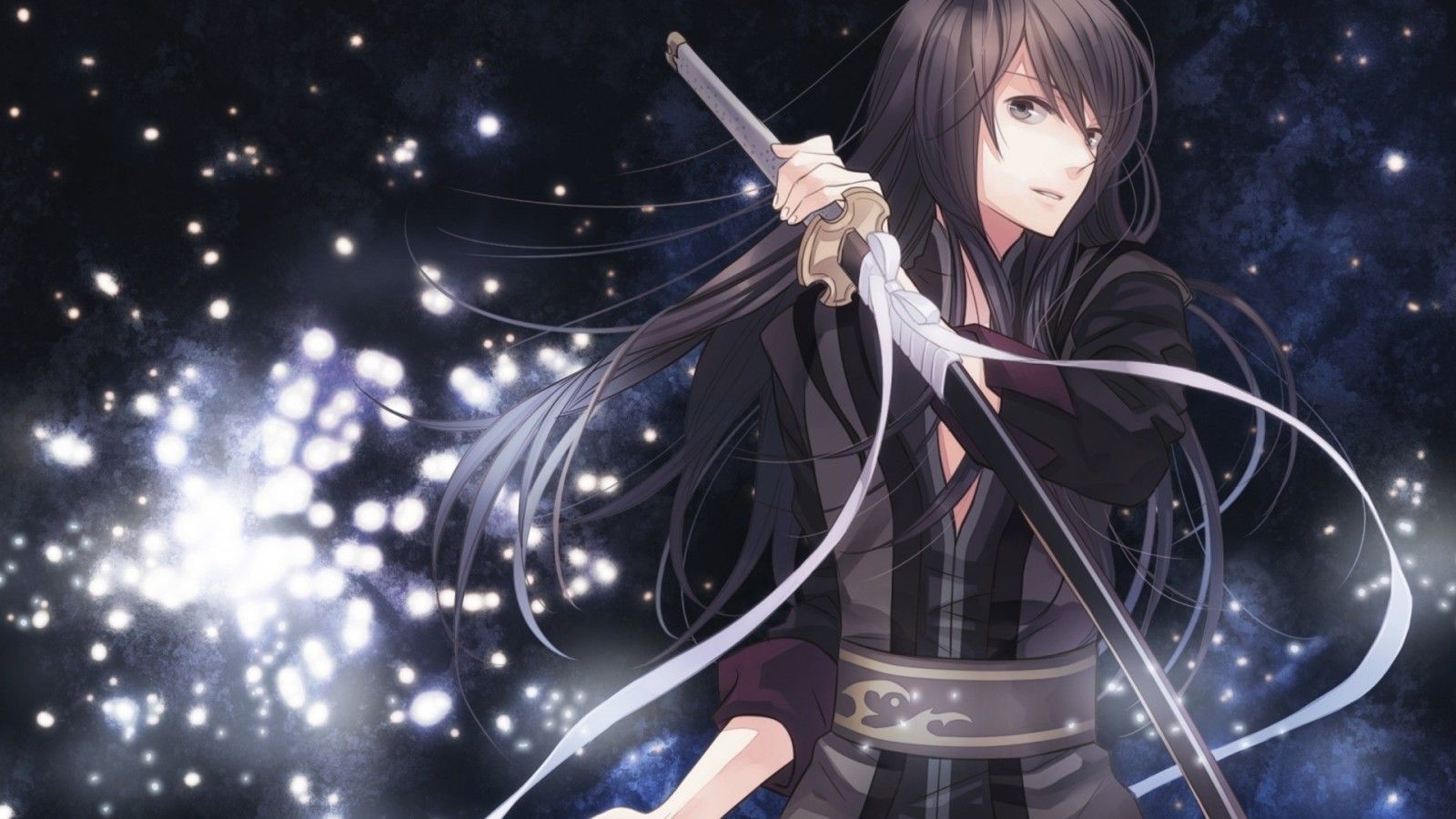 Angelo scuro anime con katana, 1600x900 900p, Desktop