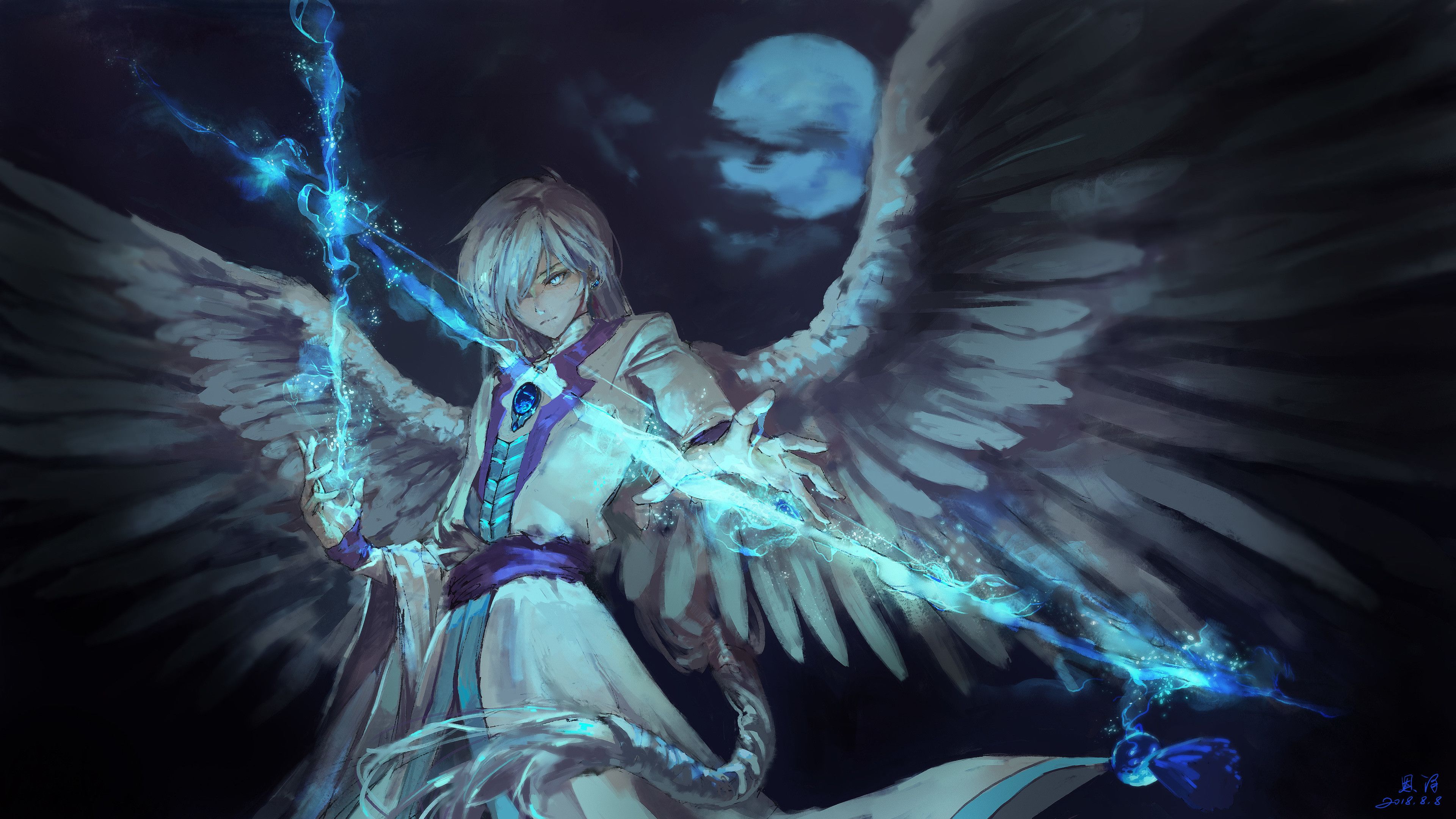 Ragazzo angelo anime con spada, 3840x2160 UHD, PC 4K