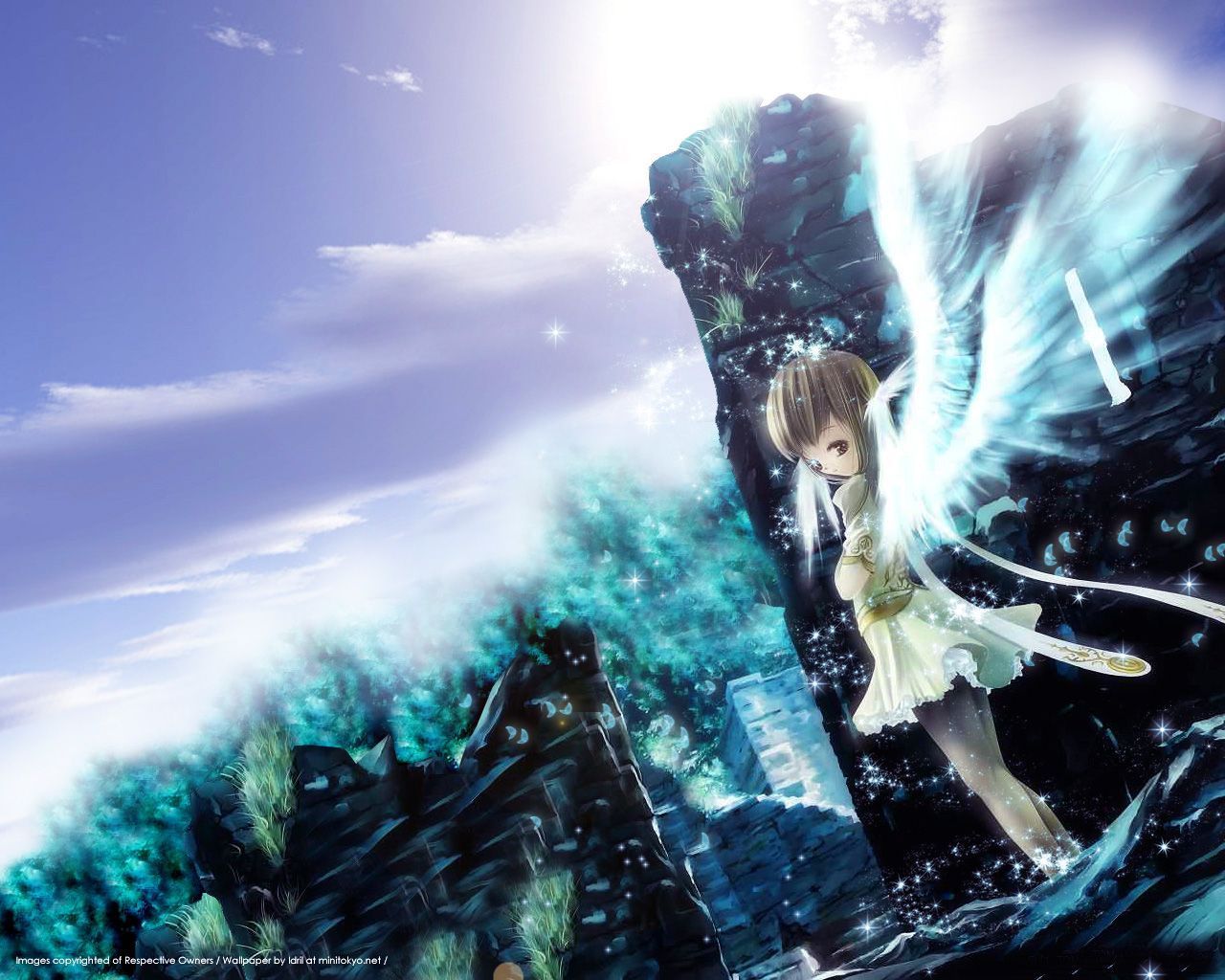 Angelo anime con ali blu, 1280x1024 HD, Desktop