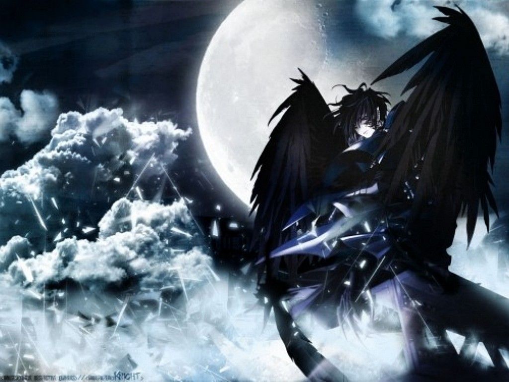 Angelo oscuro anime luna piena, 1024x768 HD, PC