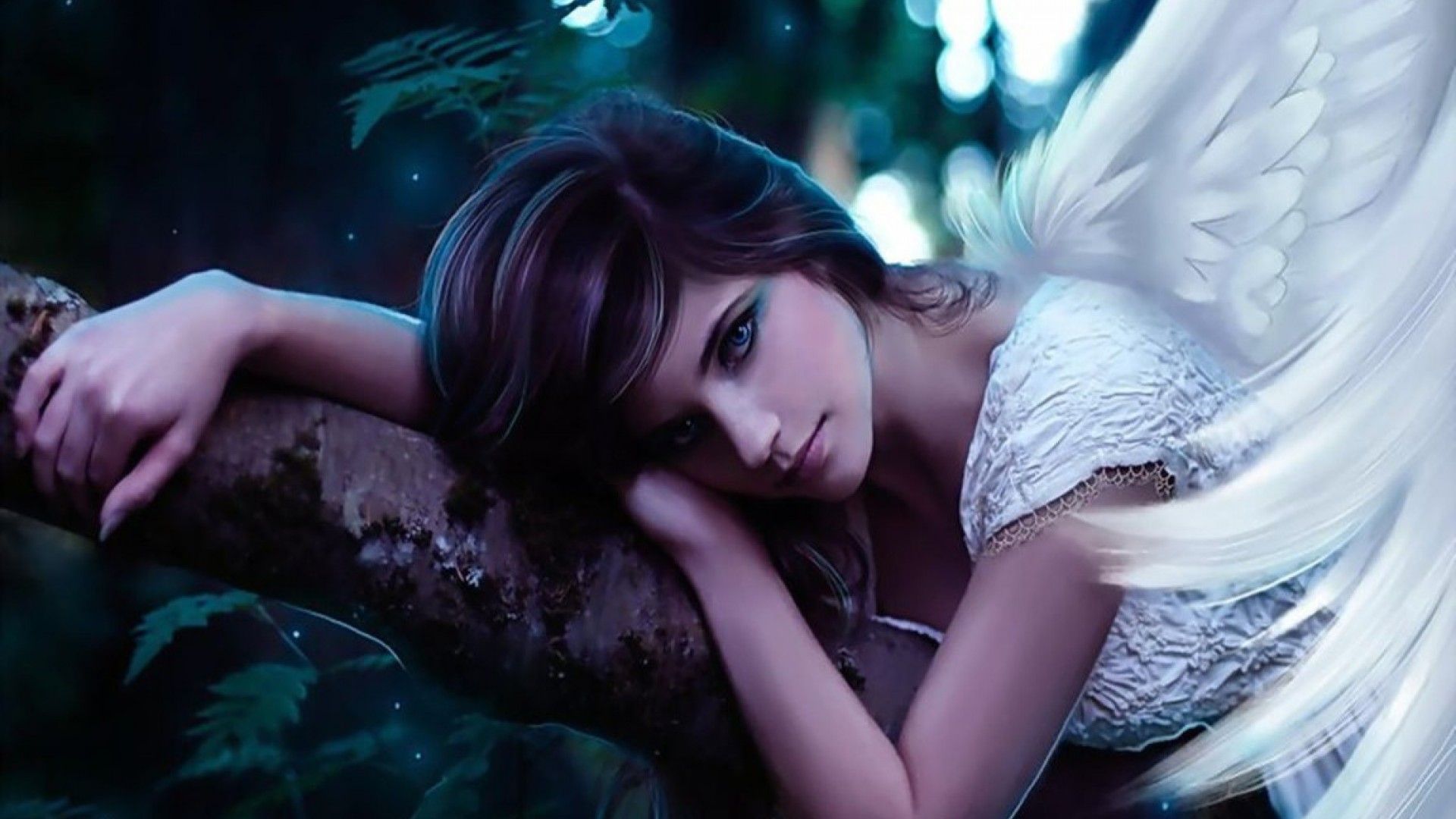 Angelo donna ali bianche foresta, 1920x1080 1080p, Laptop