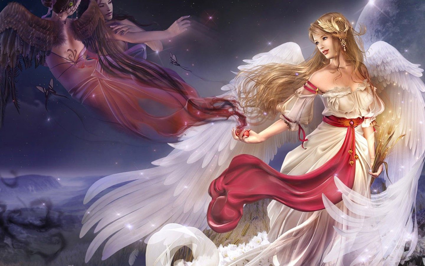 Angelo donna ali bianche fantasy, 1440x900 HD, Desktop