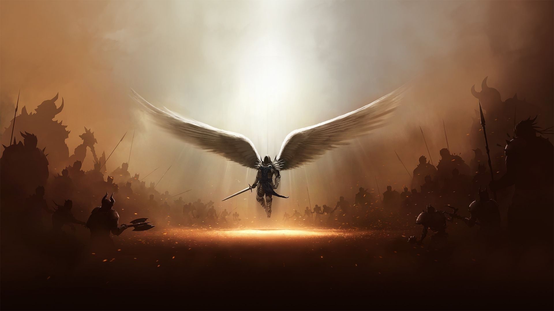 Angelo caduto con spada, esercito, 1920x1080 Full HD, PC Desktop