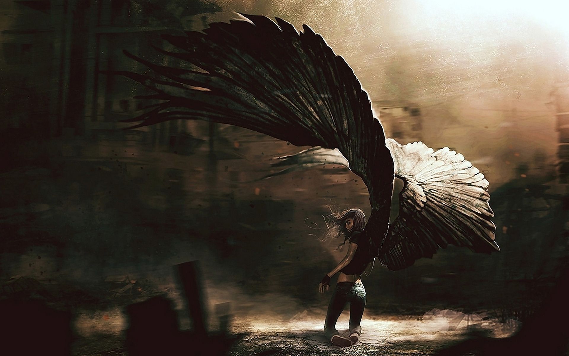 Angelo caduto ali scure, 1920x1200 Full HD+, Laptop