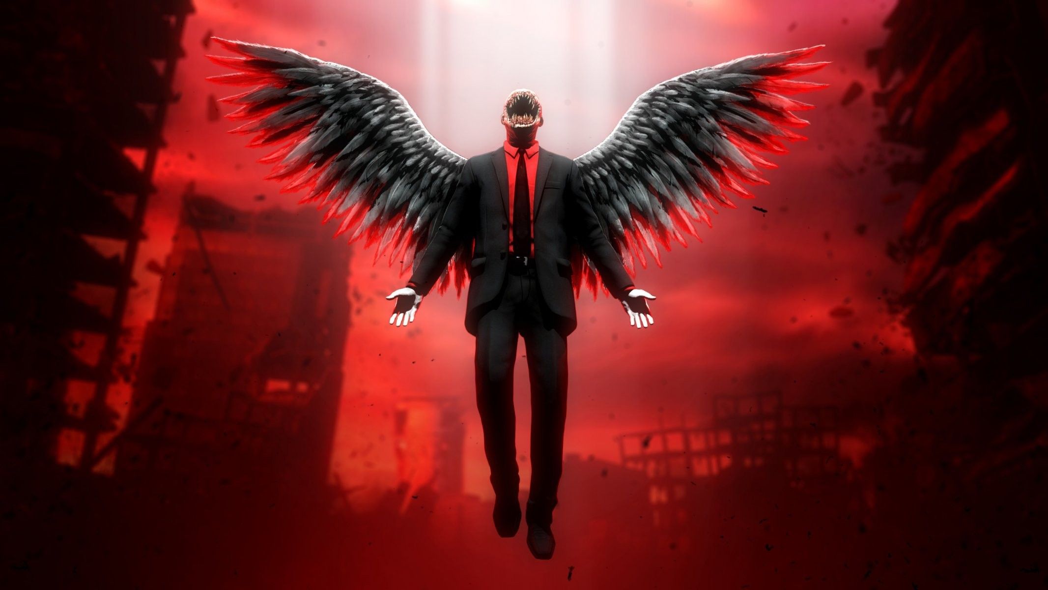 Angelo caduto ali nere, 2133x1200 2K, Desktop