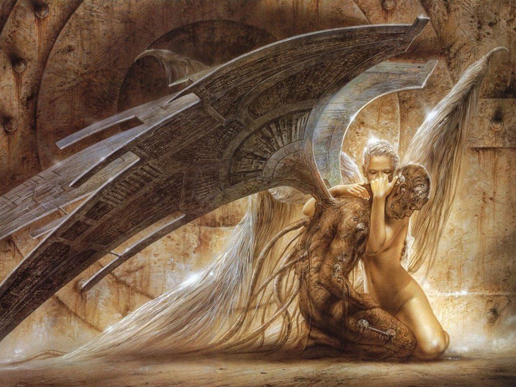 Angelo caduto ginocchia dorato, 1024x768 HD, Desktop