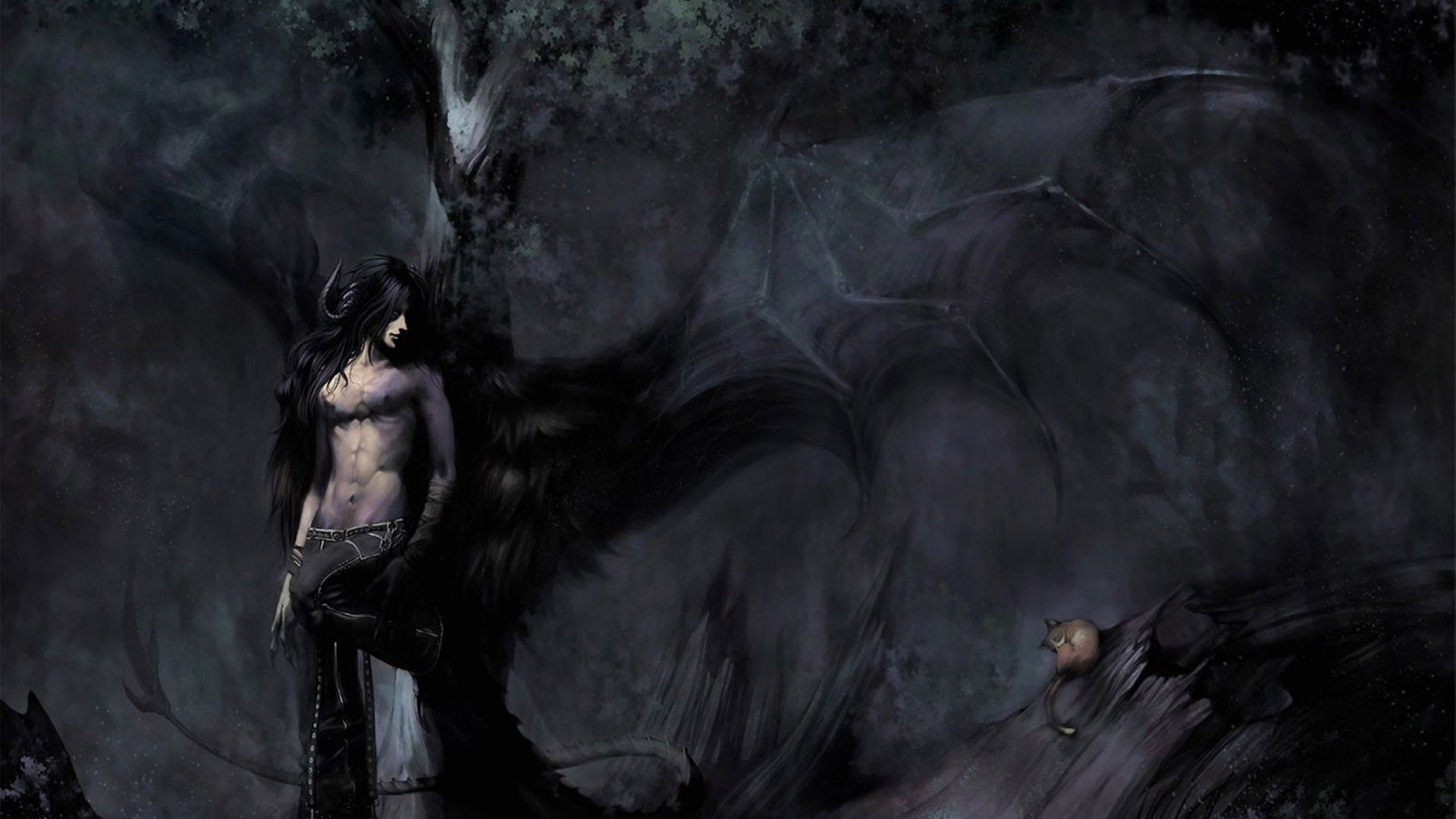 Angelo caduto ali nere, 1280x720 720p, iMac