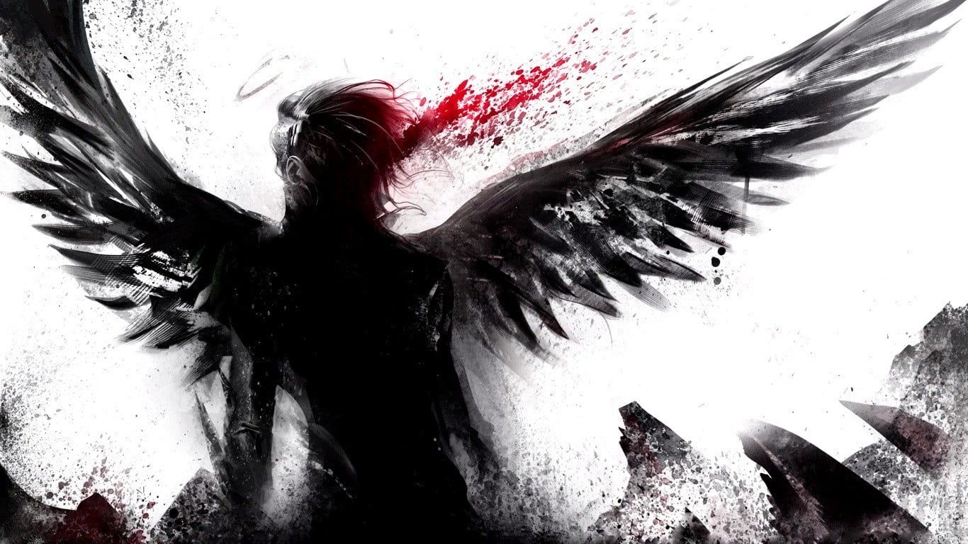 Angelo nero alato, sangue, 1366x768 HD, PC Desktop
