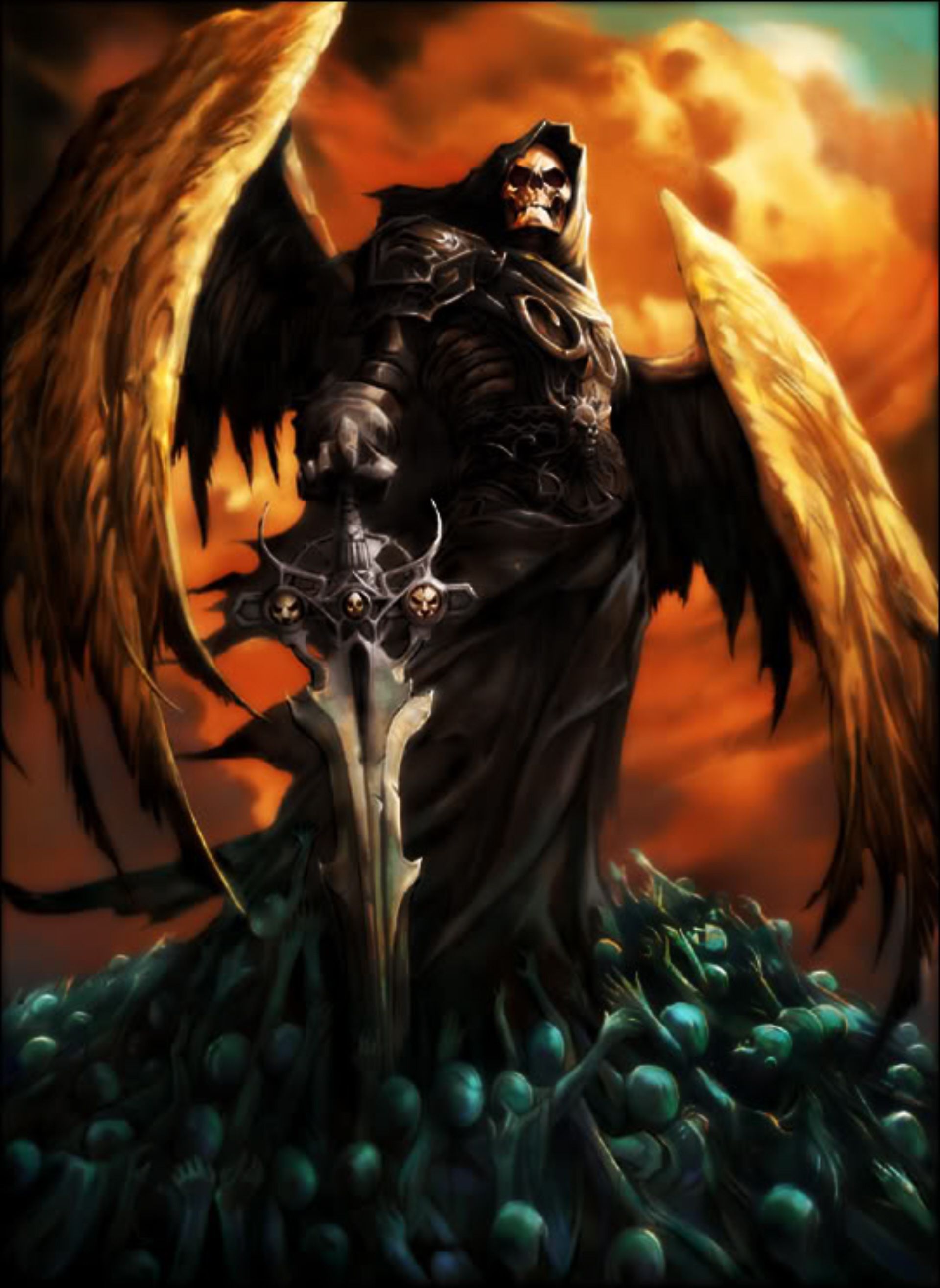 Angelo della morte alato, 1920x2630 Full HD Verticale, Smartphone