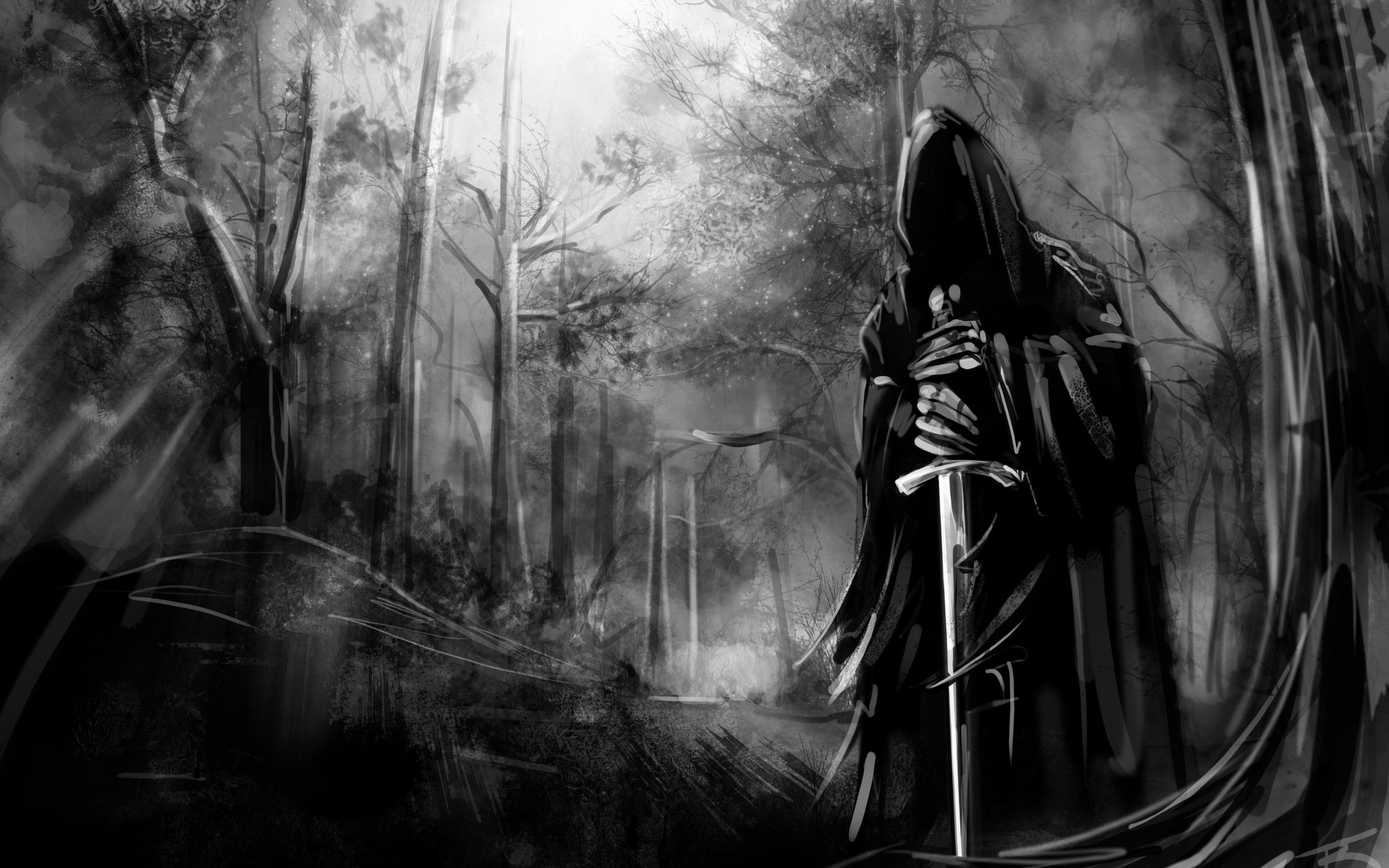 Angelo della morte incappucciato foresta, 2560x1600 2K+, MacBook Pro