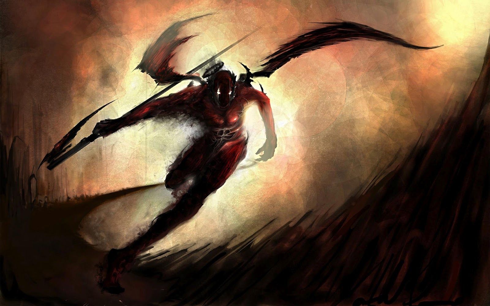 Angelo della Morte alato demone, 1600x1000 900p, Desktop