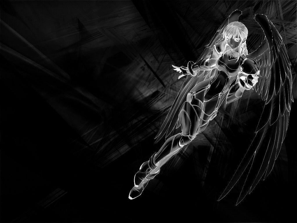 Angelo oscuro alato bianco/nero, 1024x768 HD, PC