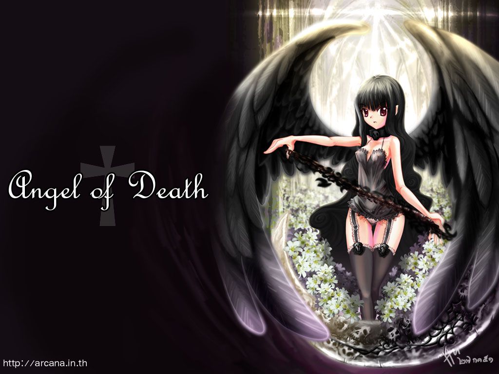 Angelo della morte anime, ali nere, 1024x768 HD, Desktop