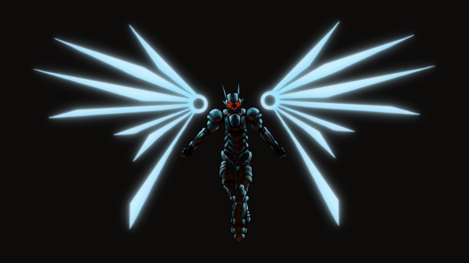 Angelo con ali luminose blu, 1920x1080 Full HD, PC Desktop