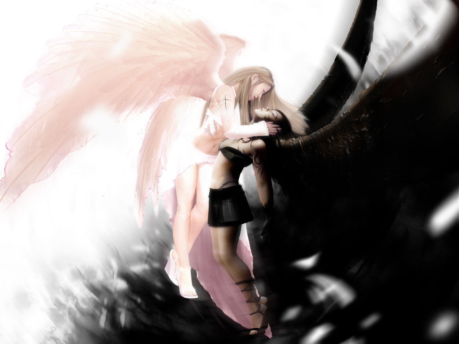Angelo rosa e demone oscuro, 1600x1200 HD Ready, Desktop