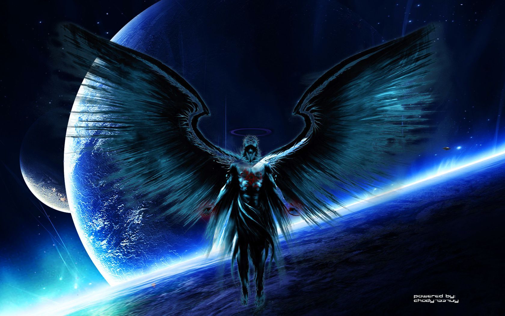 Angelo alato spazio blu, 1680x1050 900p, PC