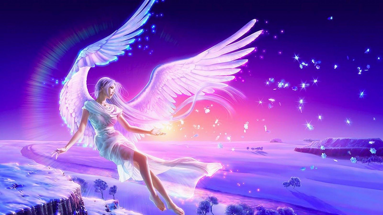 Angelo alato viola rosa, 1600x900 900p, Desktop