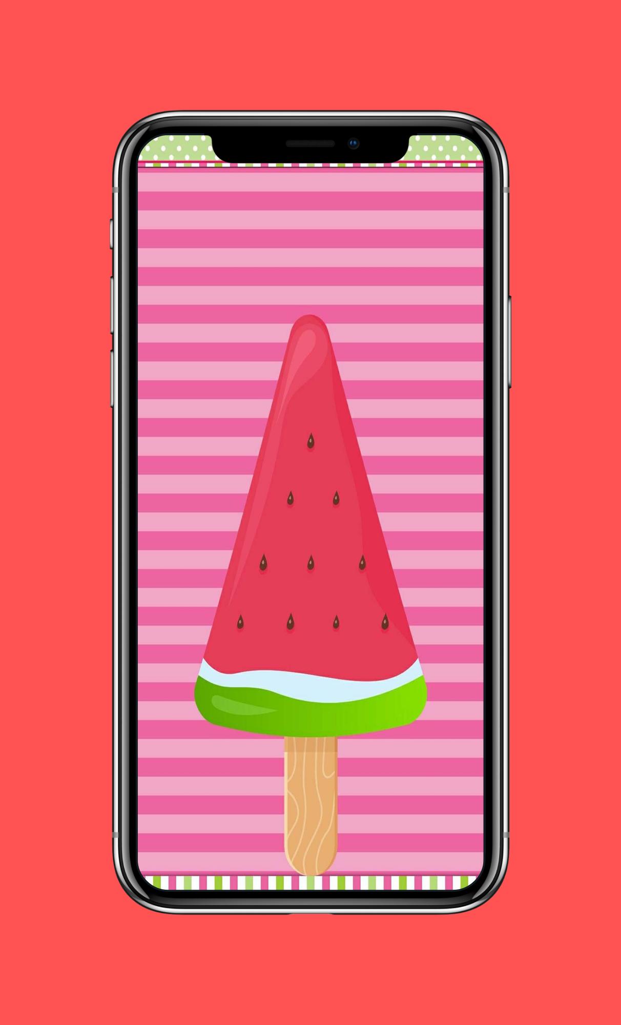 Ghiacciolo anguria kawaii rosa, 1212x2000 Verticale, Telefono