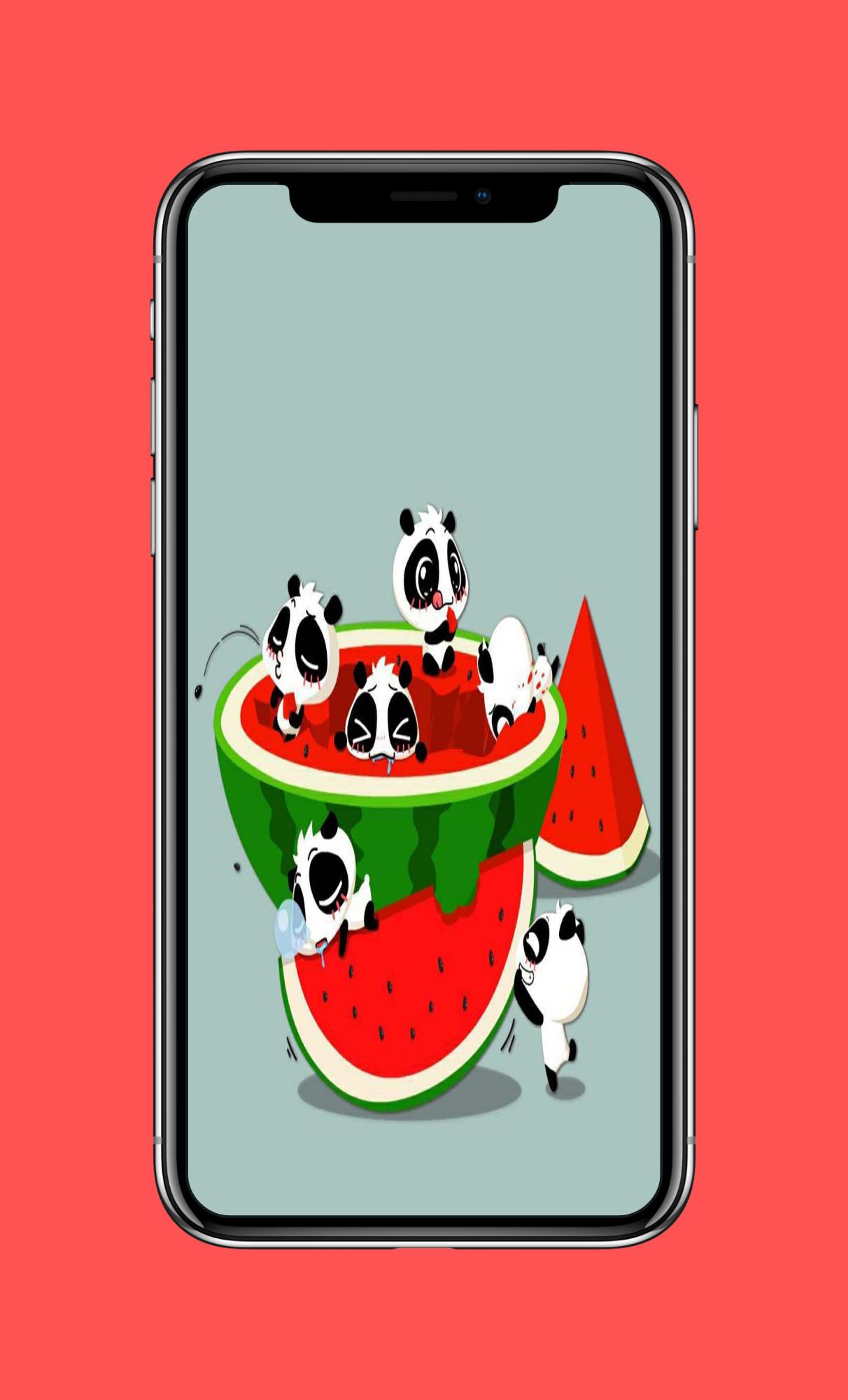 Panda carini con anguria, 1212x2000 Full HD Verticale, Smartphone