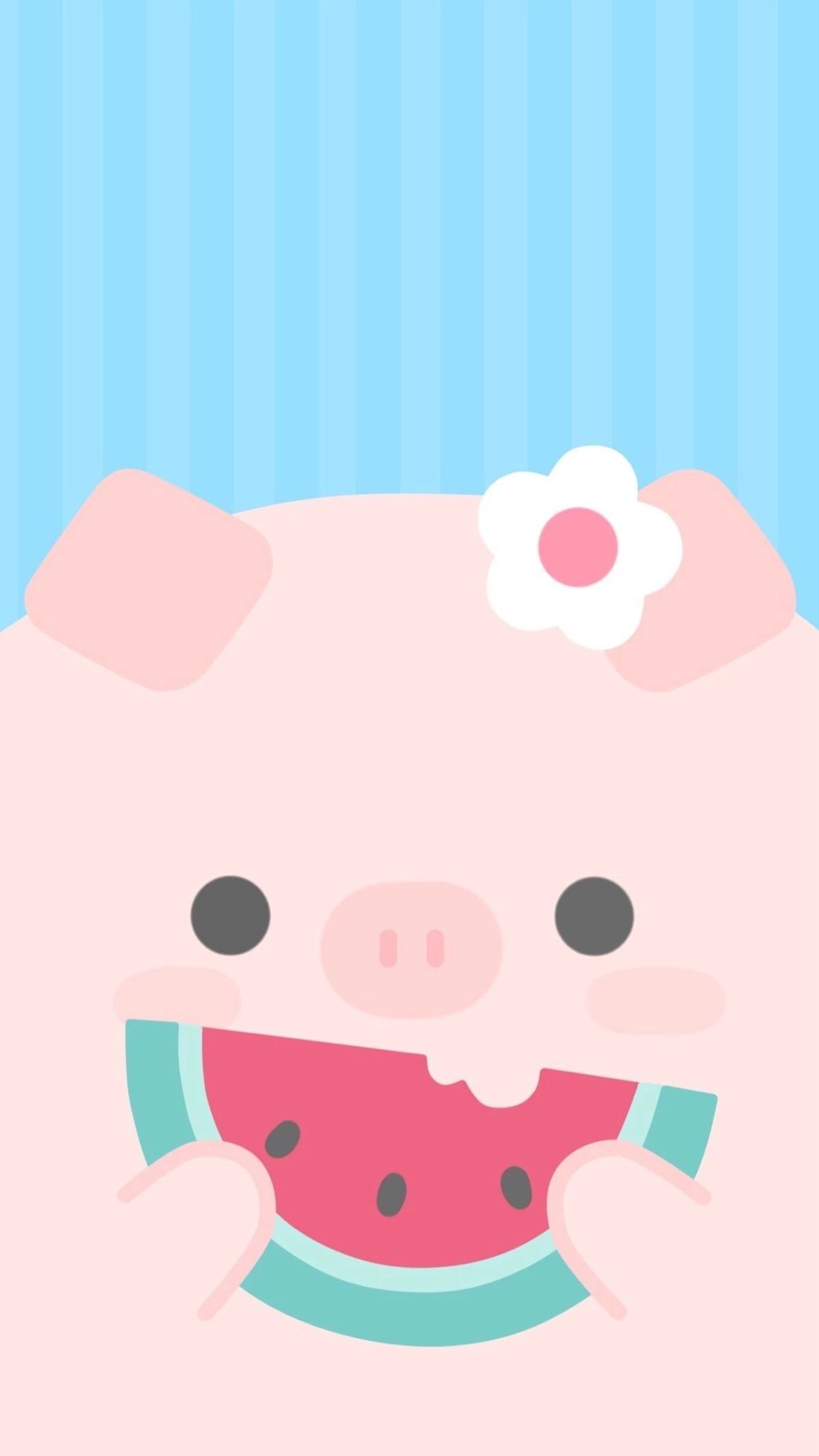 Maialino kawaii mangia anguria, 1200x2133 Full HD Verticale, Samsung Galaxy