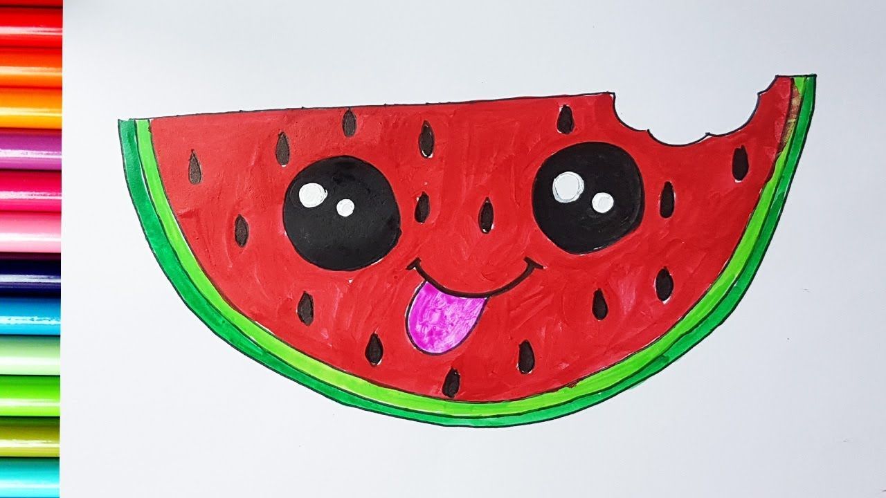 Fetta anguria kawaii disegnata, 1280x720 HD, Desktop