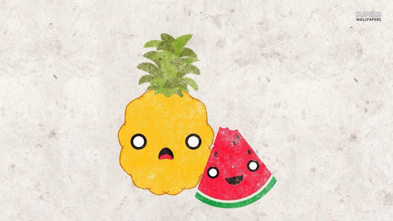 Ananas e anguria kawaii, 1366x768 HD, Desktop