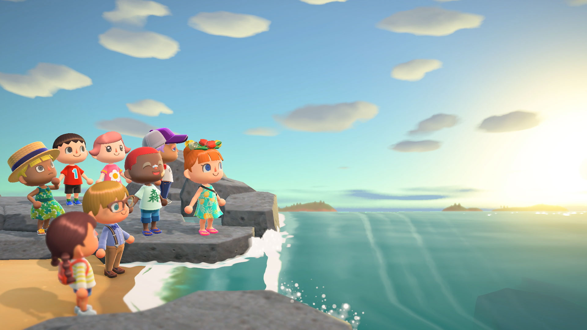 Animal Crossing personaggi scogliera mare, 1920x1080 1080p, PC