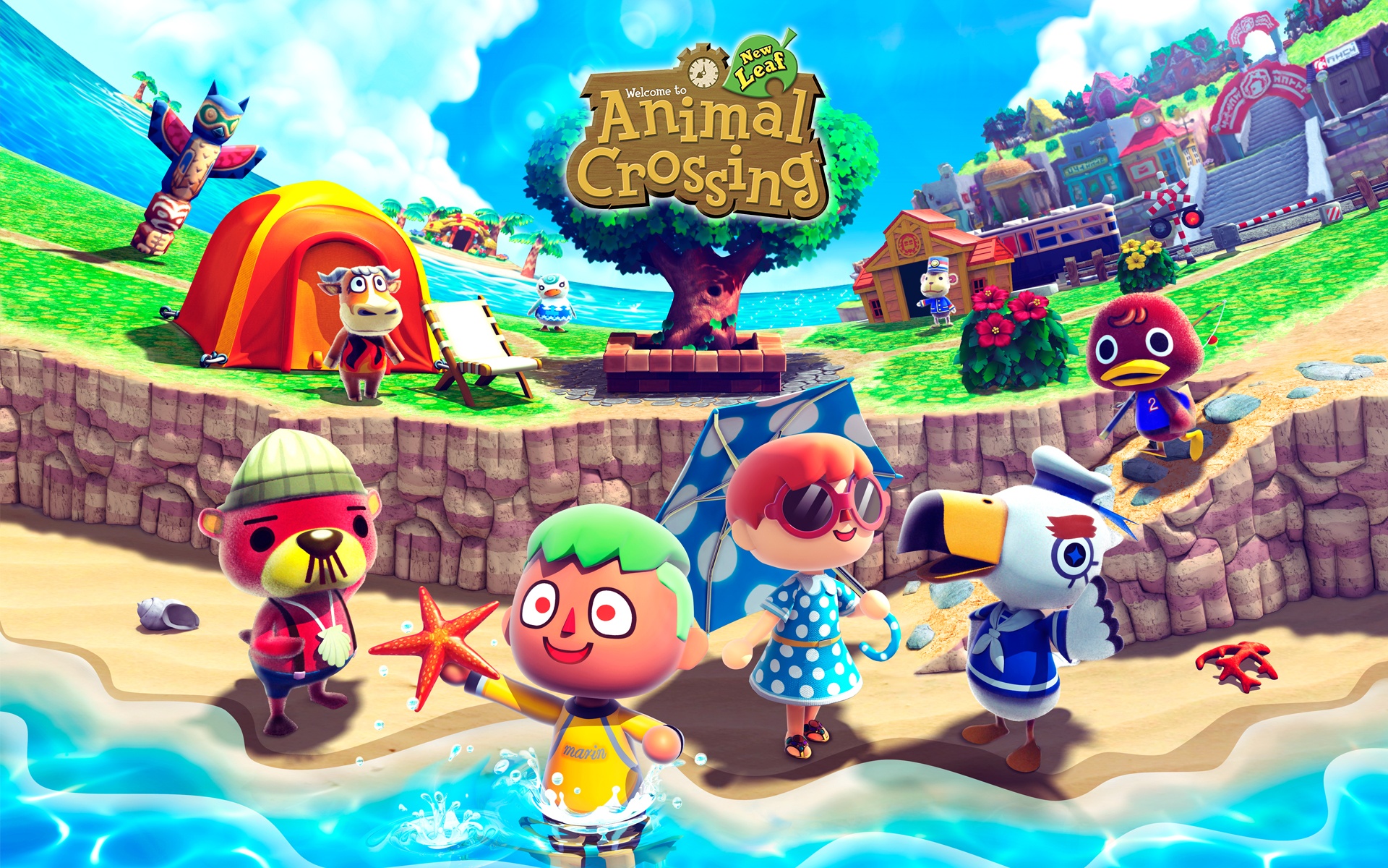 Personaggi Animal Crossing spiaggia, 1920x1200 Full HD+, iMac