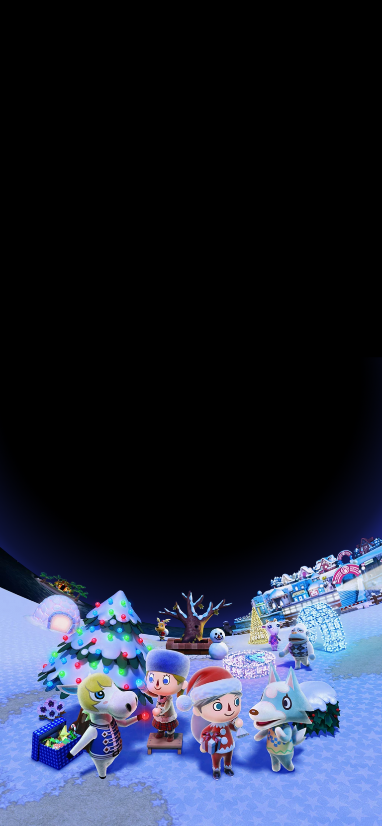 Personaggi Animal Crossing natalizi neve, 768x1662 Verticale, POCO