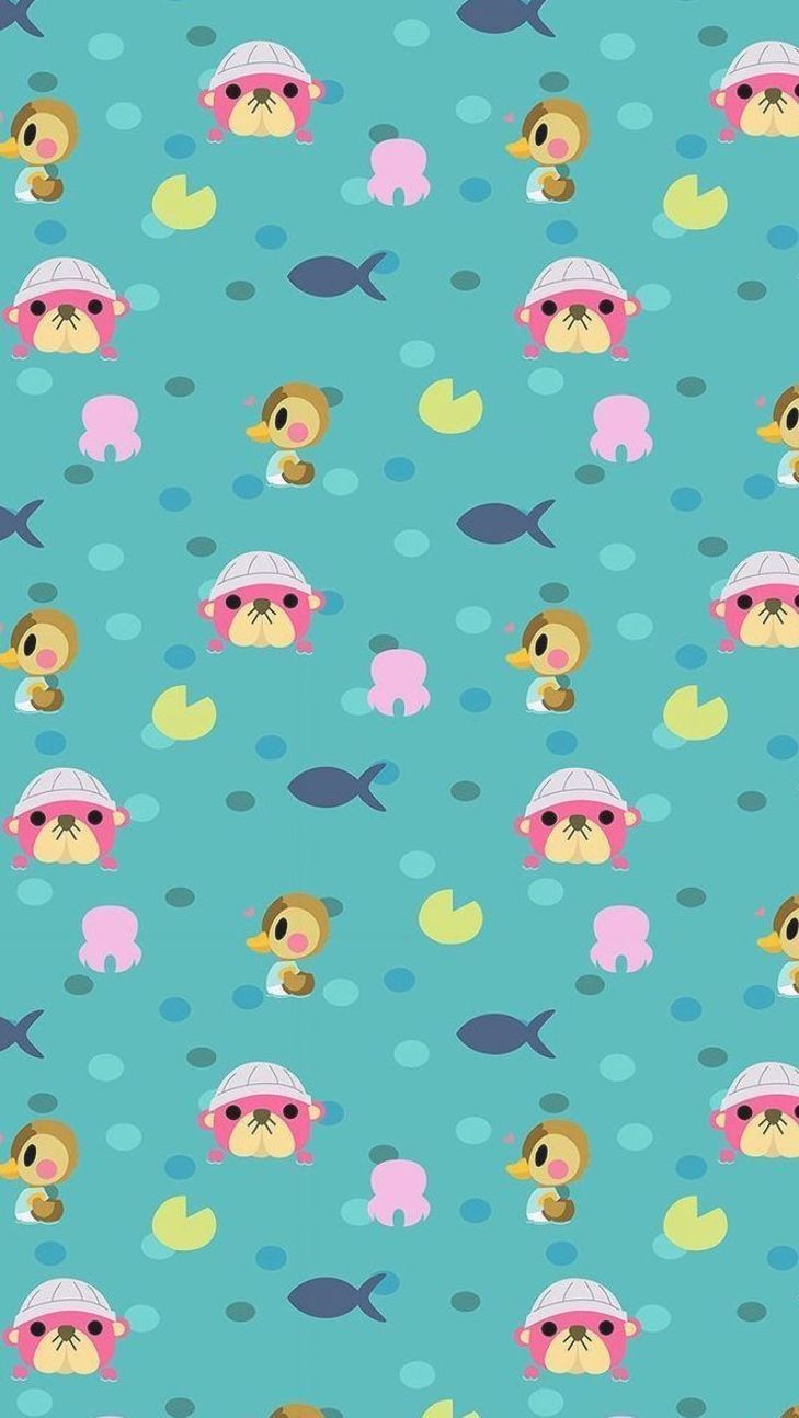 Personaggi Animal Crossing pattern acqua, 729x1294 Verticale, Mobile
