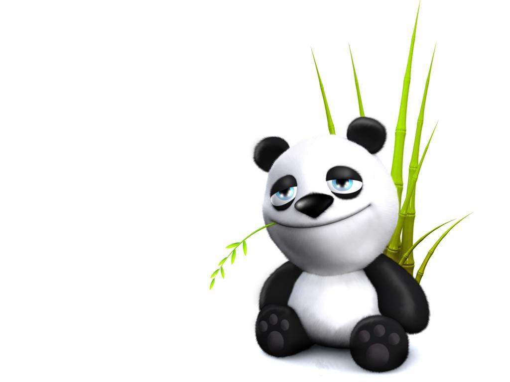 Panda cartone con bambù, 1024x768 HD, PC