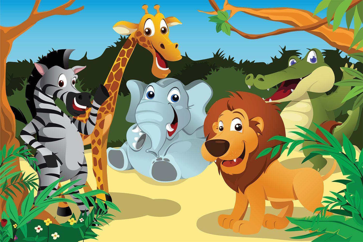 Animali cartone animato nella giungla, 5142x3457 Ultra HD, Monitor 4K