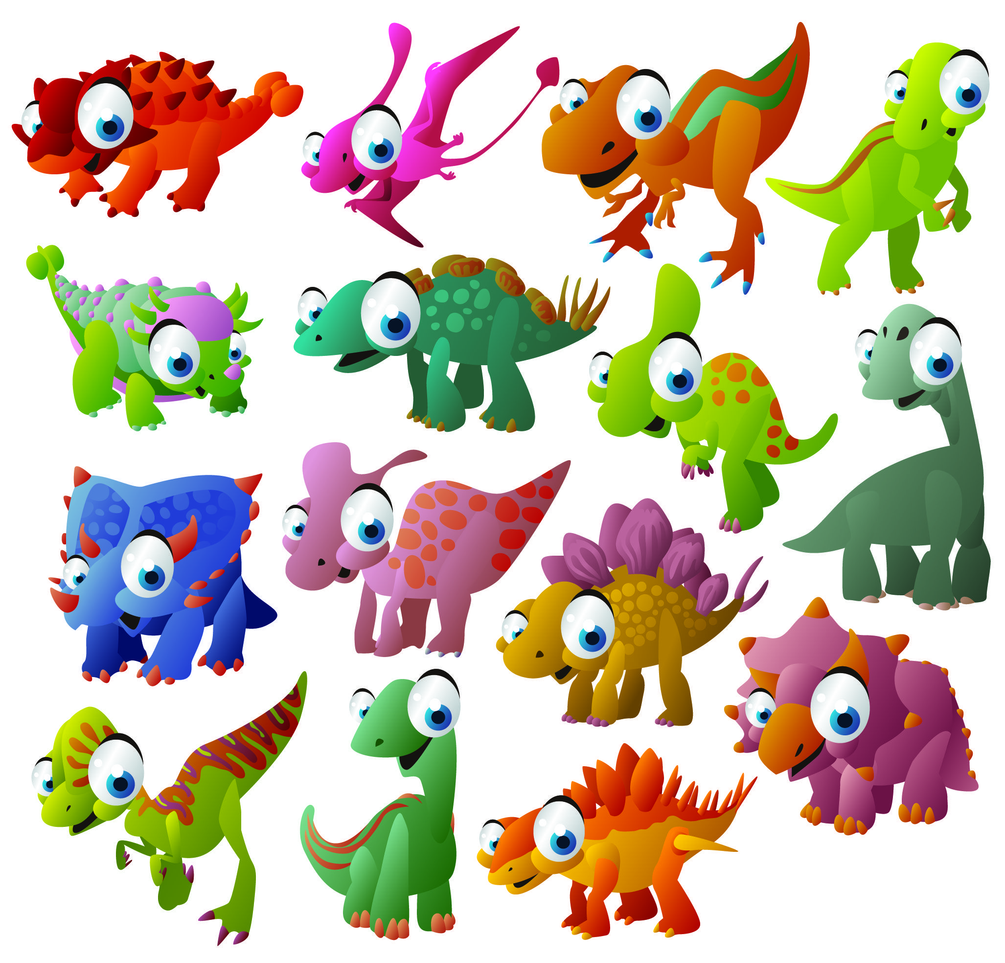 Dinosauri cartoon colorati, 2054x1967 Hi-Res, PC