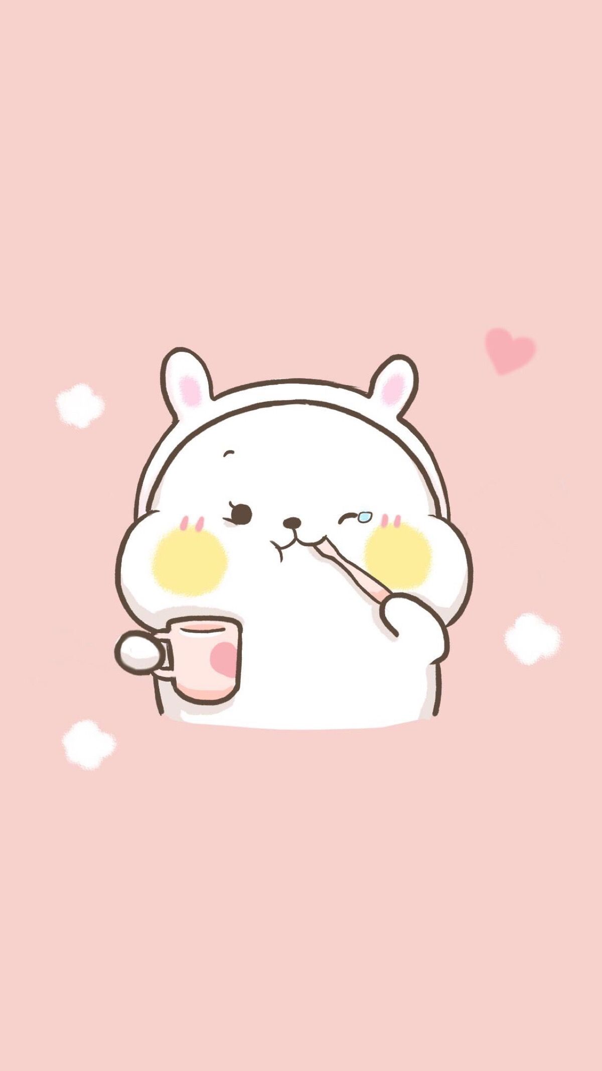 Coniglio kawaii con tazza, 1200x2133 Verticale, Android