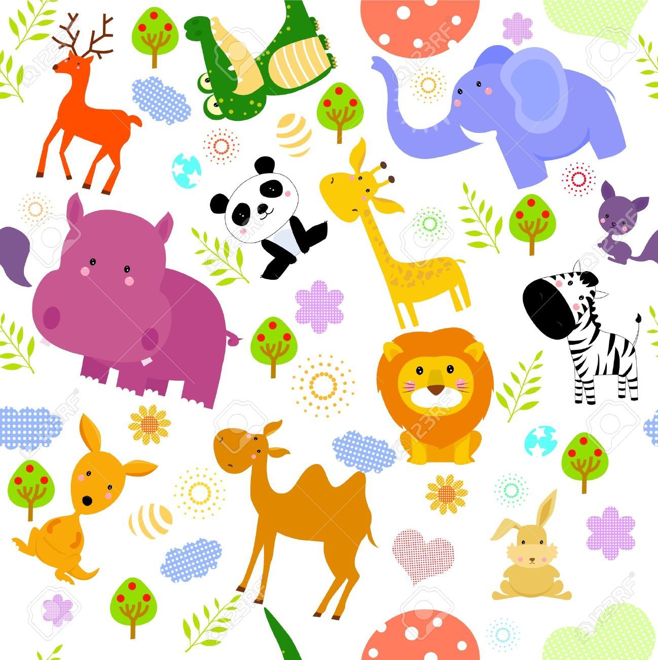 Animali cartoon colorati sfondo bianco, 1298x1300 Full HD Verticale, iPhone