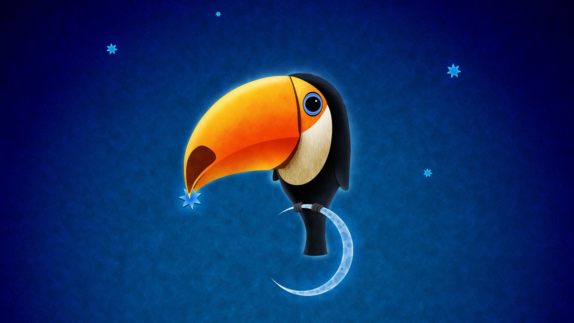 Tucano cartone su luna blu, 1920x1080 Full HD, Laptop