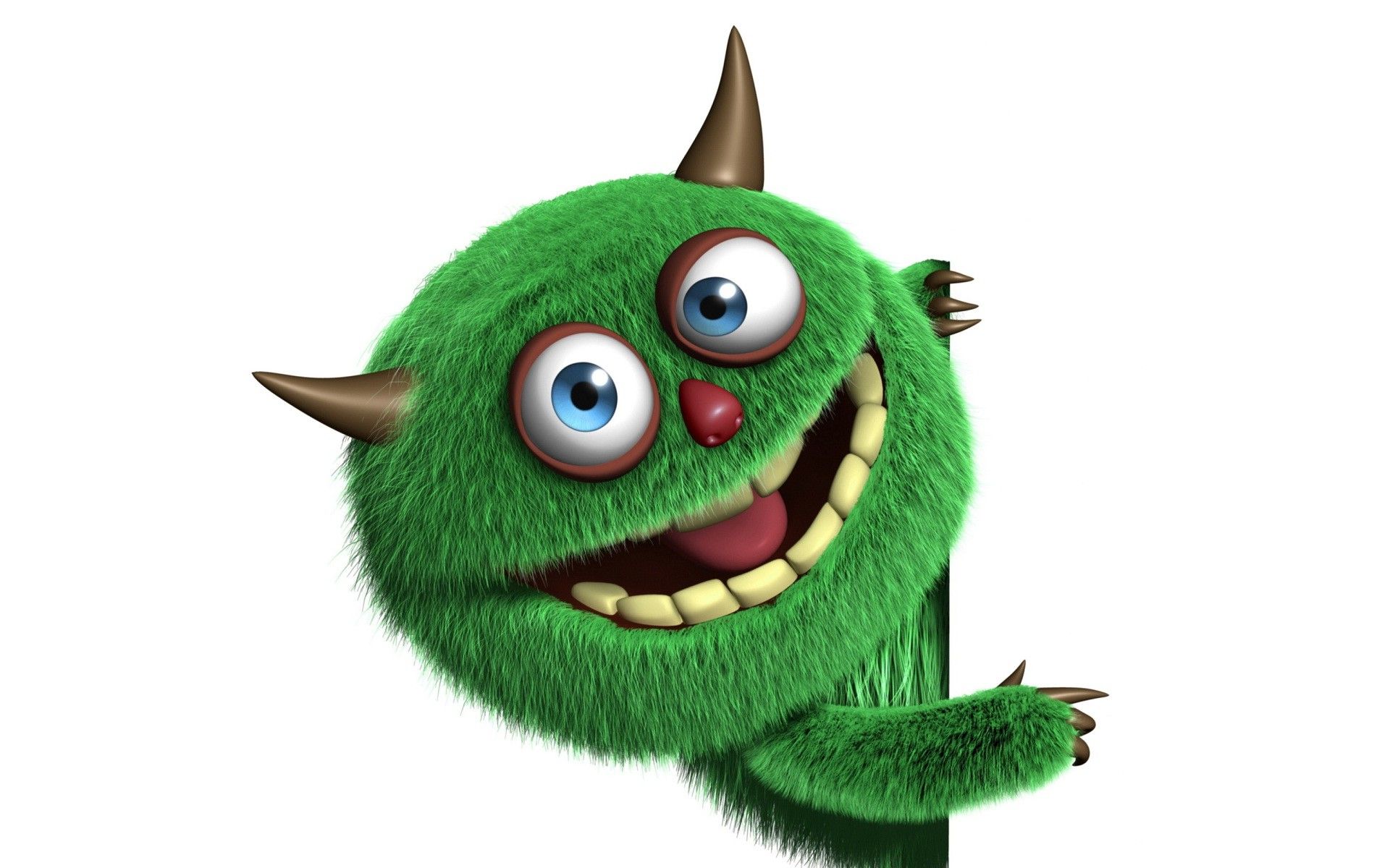 Mostro peloso verde cartone, 1920x1200 Full HD+ WUXGA, Desktop