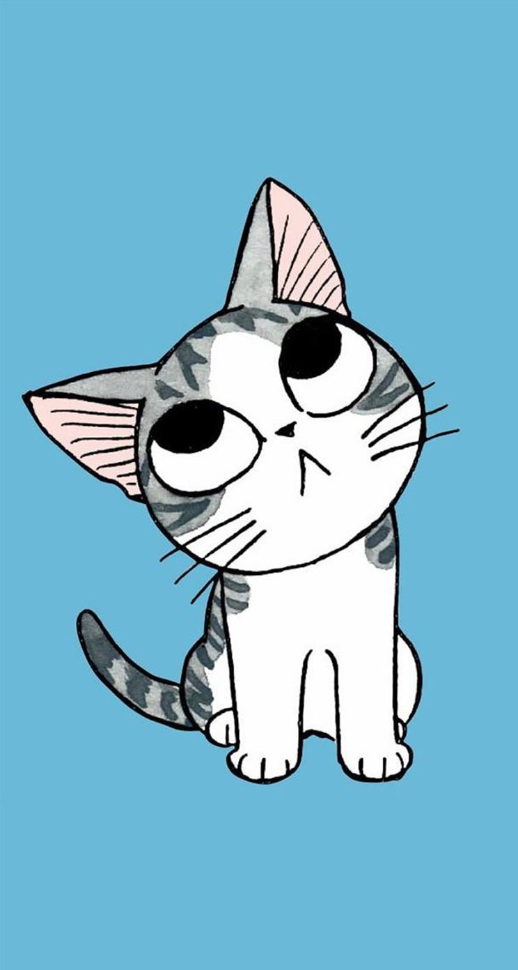 Gattino cartone bianco grigio, 744x1392 Full HD Verticale, iPhone