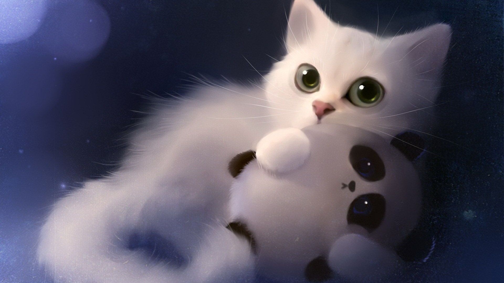 Gatto bianco cartone animato, 1920x1080 1080p, Laptop