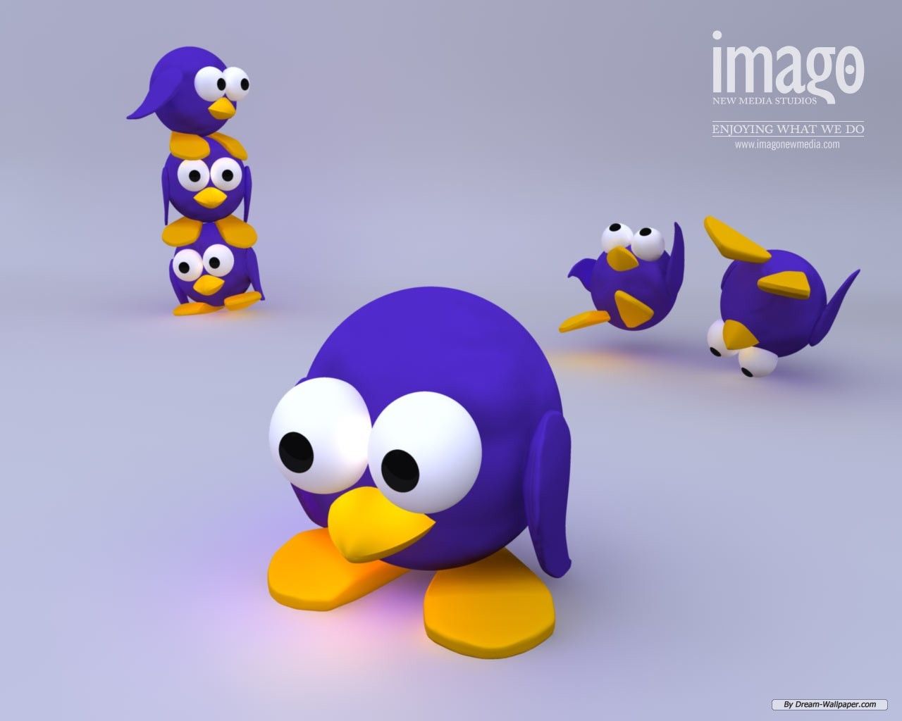Pinguini viola cartoon 3D, 1280x1024 720p, MacBook Air