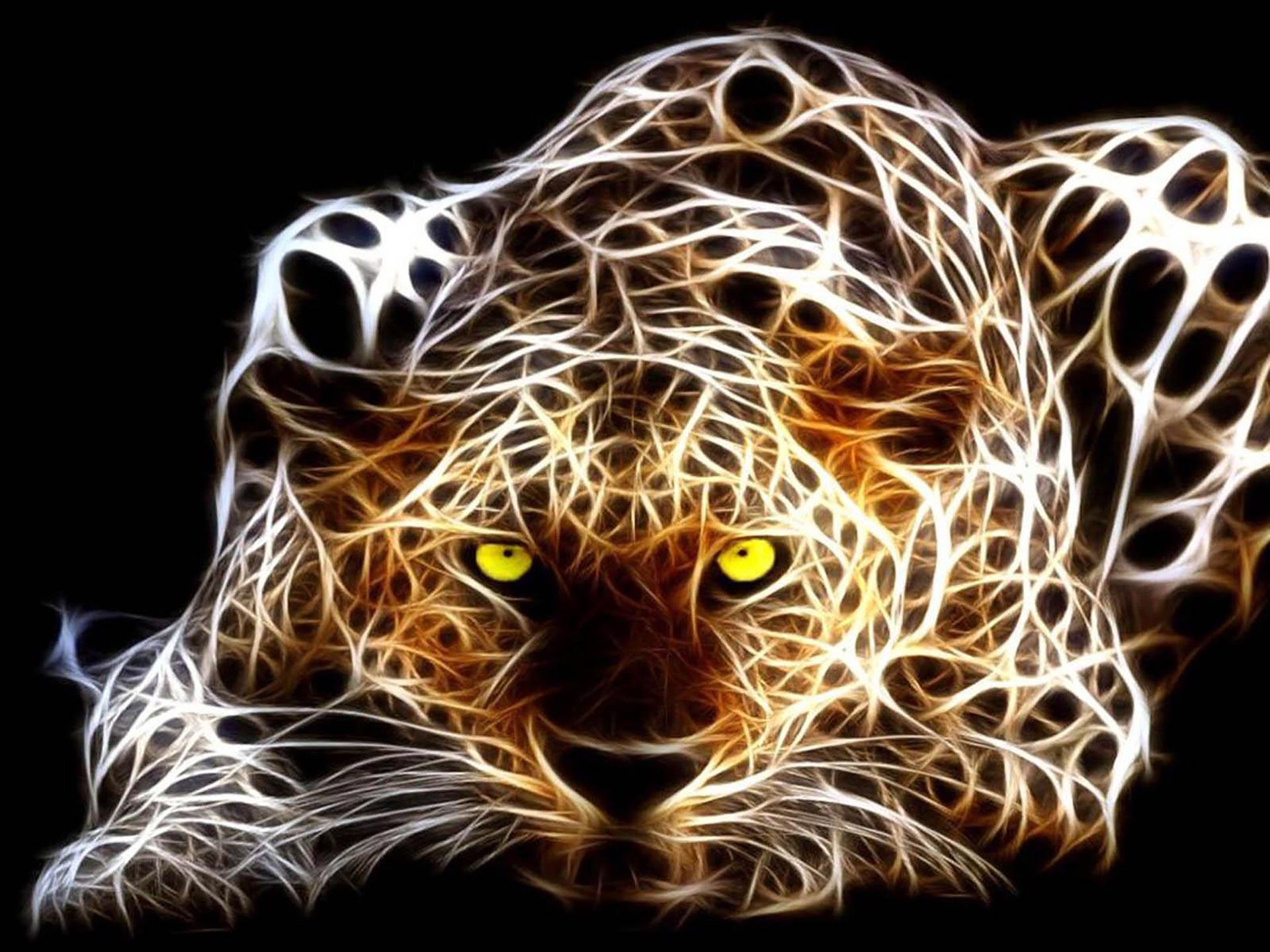 Leopardo neon fractal art, 1920x1440 Full HD+ WUXGA, PC