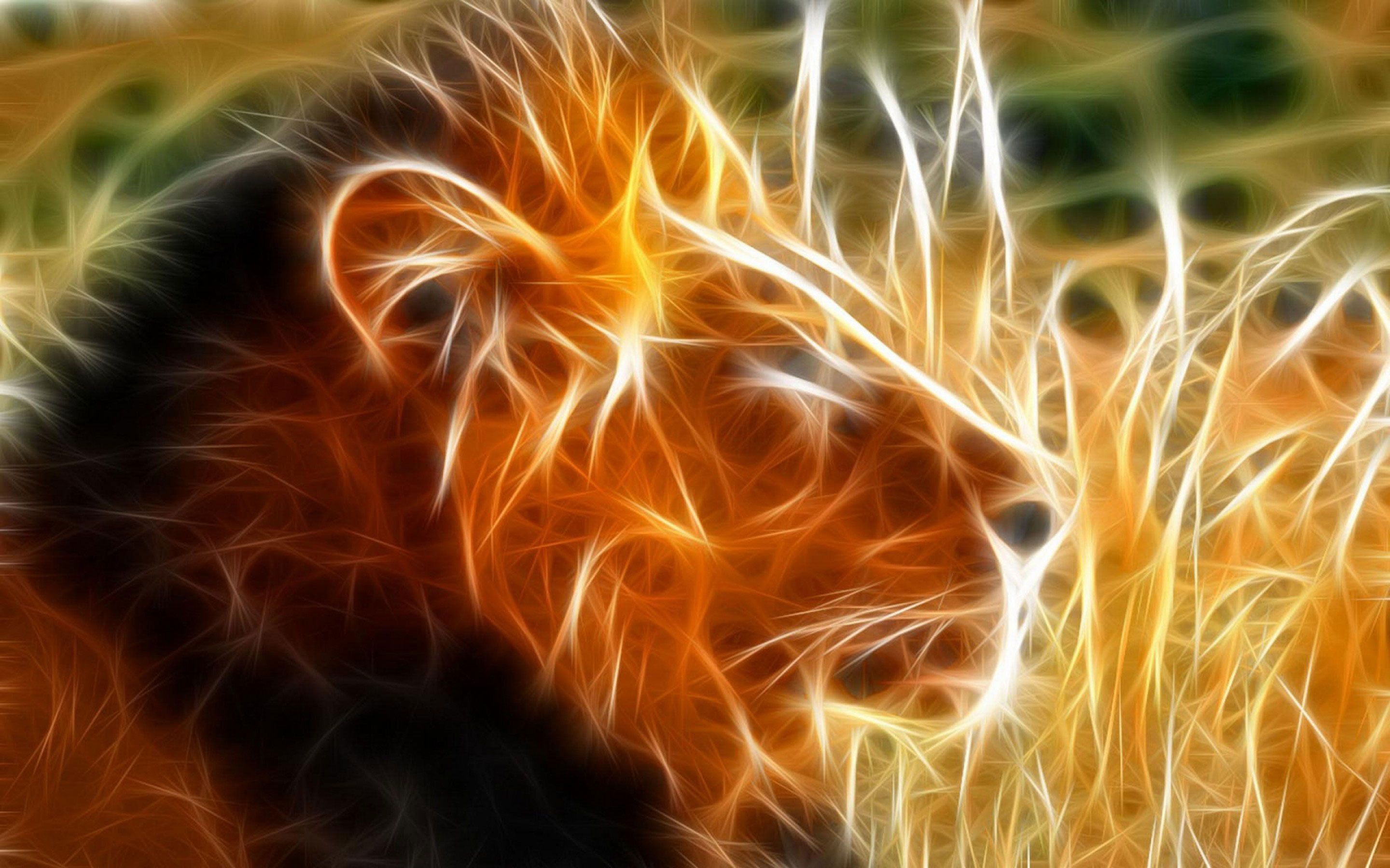 Leone effetto fractalius arancione, 2880x1800 WQXGA, Desktop
