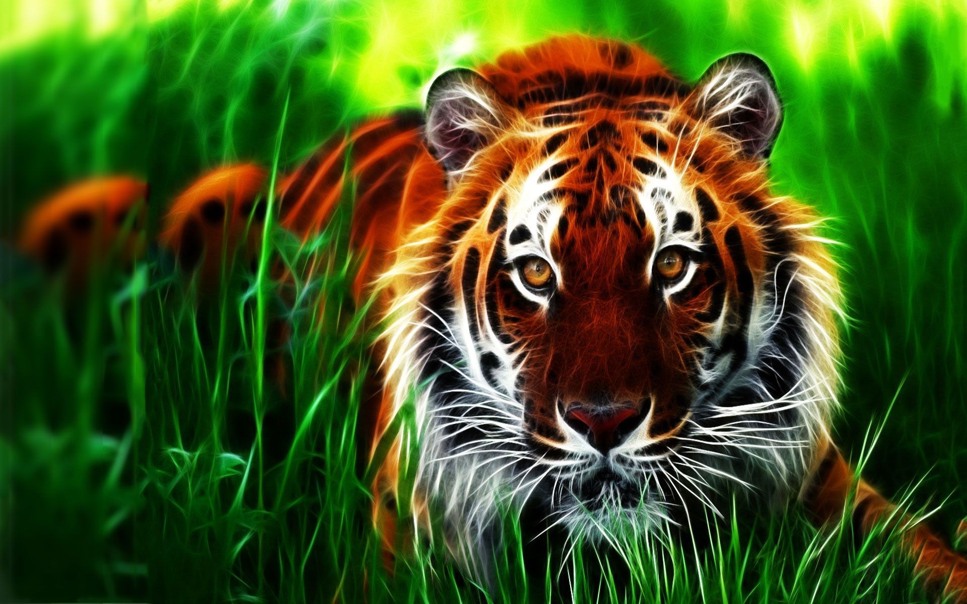Tigre digitale tra erba verde, 1920x1200 WUXGA, iMac